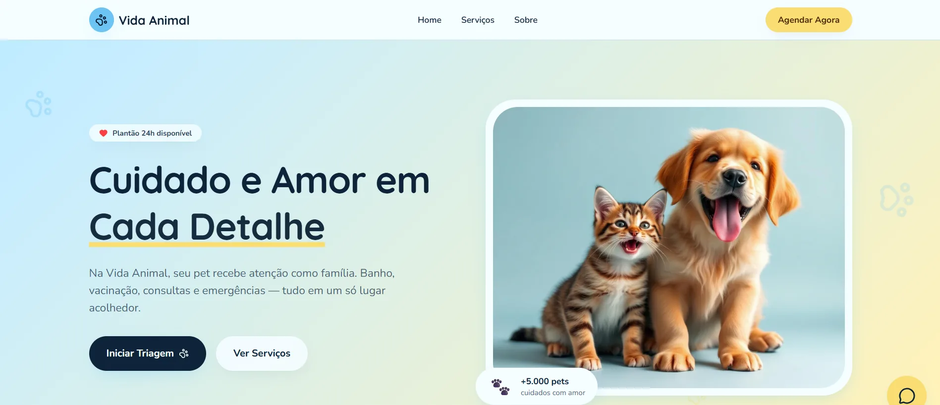 Landing page para clínica veterinária
